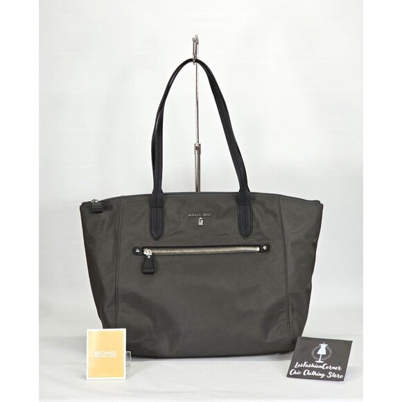 Michael Kors Handbags - Michael Kors Women's Dark Grey Nylon Top Zip Tote Bag Size Large 1767
